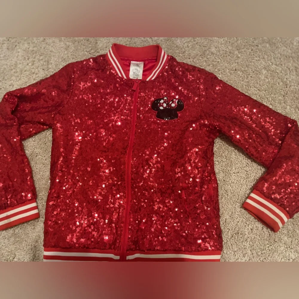 Disney Minnie Mouse Red Sequin Jacket Girls Size 9/10